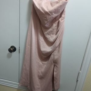 NWT Cushnie brand blush color strapless dress with a slit in front. Size 14